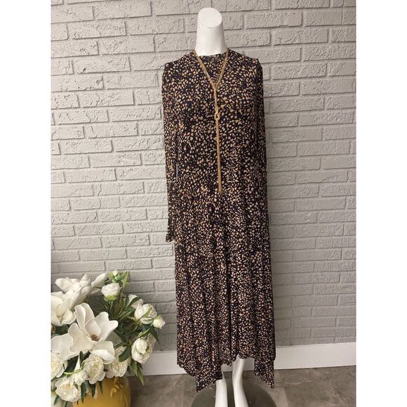 Mint Velvet Multicolored Long Sleeve Piper Mesh Midi Dress Size 10 - Picture 2 of 10